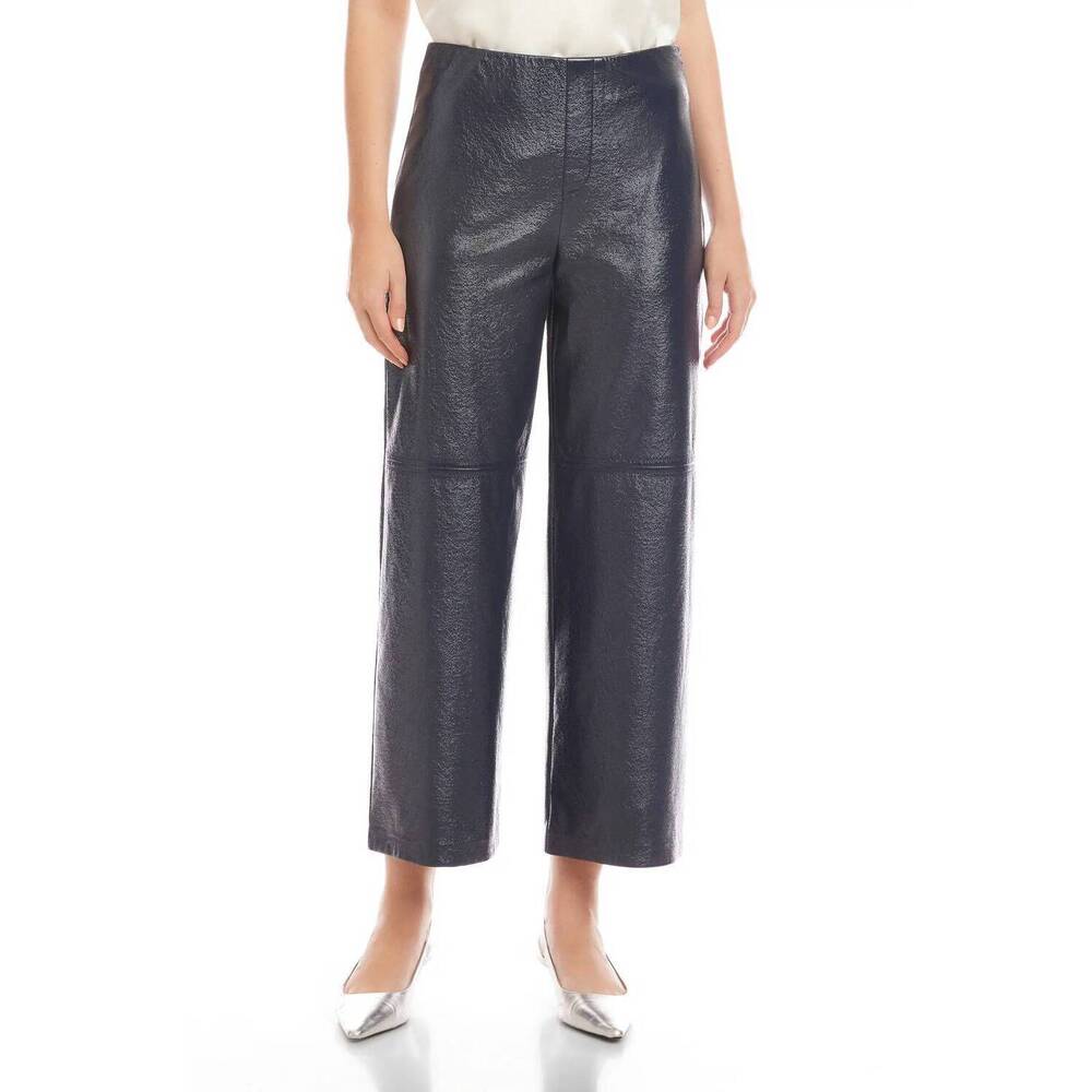 NEW FIFTEEN TWENTY faux patent leather crop pants in navy